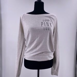 Love Pink Cream Boat Neck Sweatshirt Long Sleeve